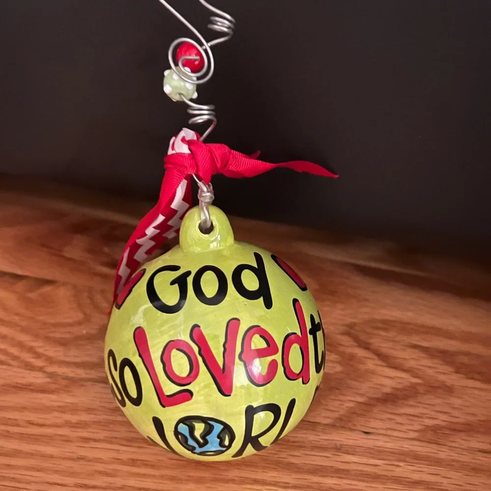 Glory Haus Christmas Ornament Baby Jesus In Manger Painted Porcelain Ball